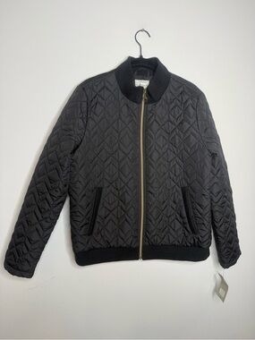 Bass Black Quilted Jacket with Gold Logo Tag